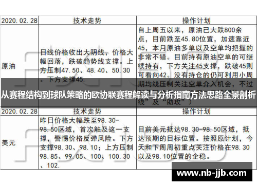 从赛程结构到球队策略的欧协联赛程解读与分析指南方法思路全景剖析